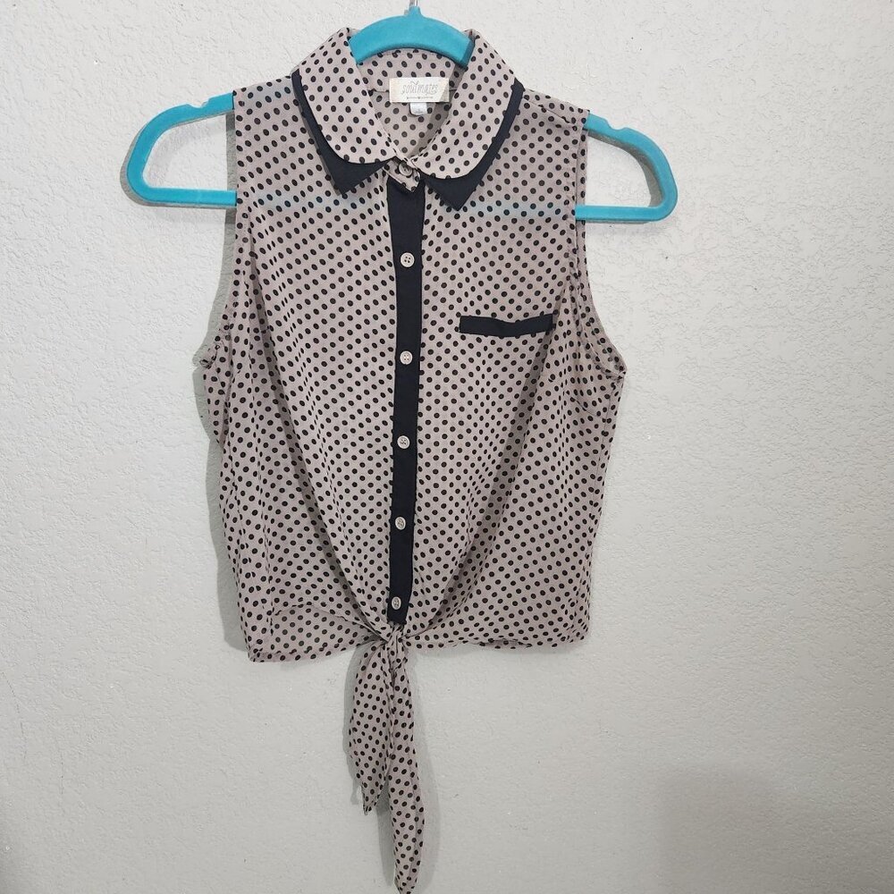 Soulmates Blouse Size S Sleeveless Polka Dot
